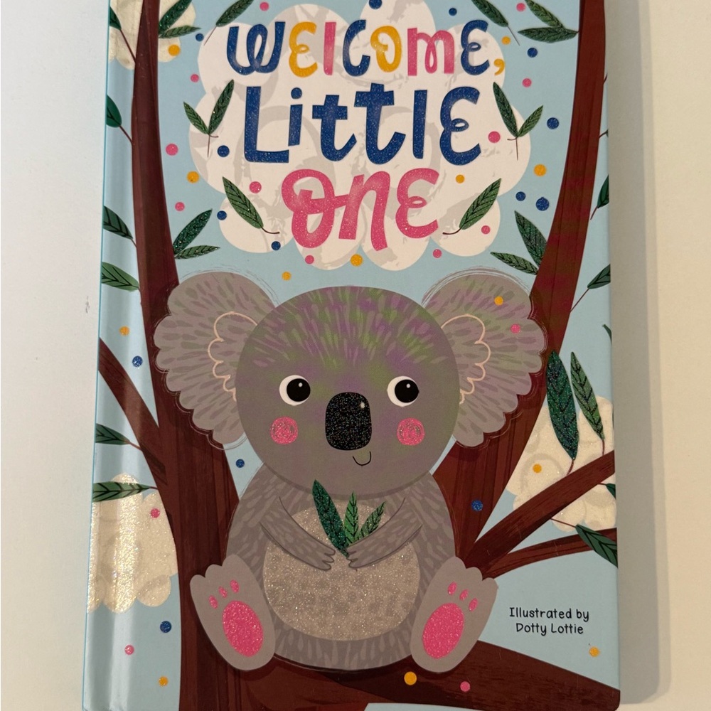 Welcome Little One - Dotty Lottie Board Book Glitter Baby Shower little hippo